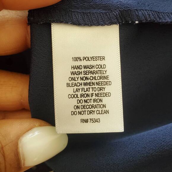 Adrienne Vittadini Navy Blue Long Sleeve Top Blouse M - Picture 8 of 8